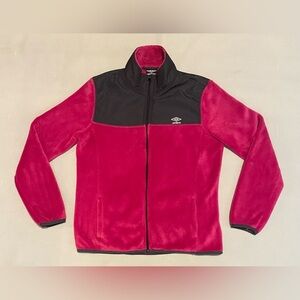 Umbro Athletic Fuzzy‎ Pink Gray Jacket Women's Size Small Zipper Closure
